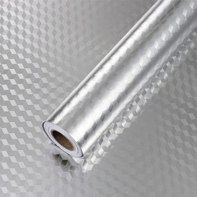 Zelfklevende aluminium rol per meter - zelfklevende, waterdichte beschermfolie voor wanden en meubels - 60 cm x 10 m