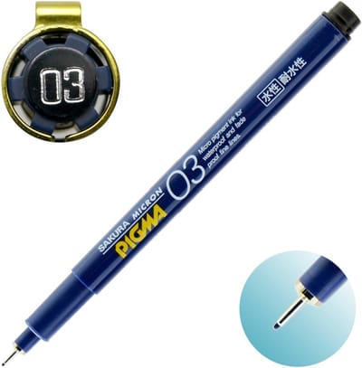 Sakura Pigma Micron Fineliner Black Ink 03 / 0.35mm Blue / Black & Gold Limited Edition