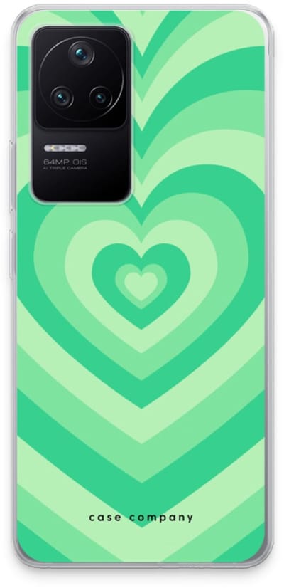 Case Company® - Hoesje geschikt voor Xiaomi Poco F4 hoesje - Hart Groen - Soft Cover Telefoonhoesje - Bescherming aan alle Kanten en Schermrand