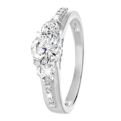 Lucardi Dames Ring met zirkonia - Ring - Cadeau - Echt Zilver - Zilverkleurig