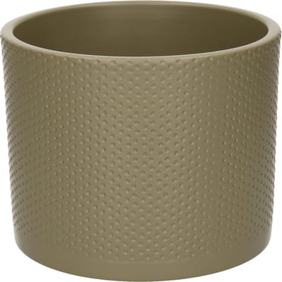 Mica Decorations Plantenpot/bloempot - groen - 15 x 18 cm - keramiek - stippen relief - woonaccessoires