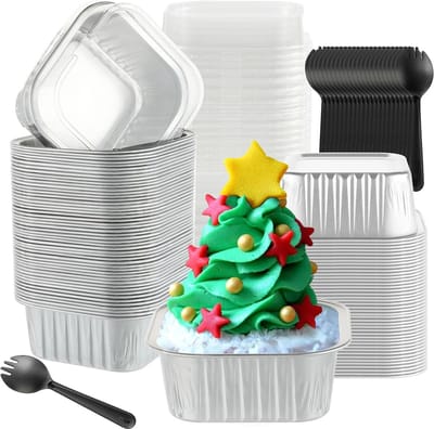 Individuele cakevormen - Bakbekers deksels - Gebak maken - Hoge temperatuurbestendig - 50 stuks 5 oz - Aluminiumkleur