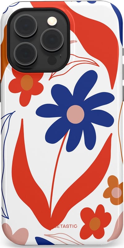 Casetastic hoesje geschikt voor Apple iPhone 15 Pro Max - MagSafe - Dubbellaagse bescherming - Kleuren in bloei - Fashion Case - Wit Rood Perzik Donkerblauw