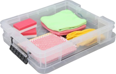 Whitefurze Opbergbox - 3x stuks - 9 liter - Transparant - 43 x 36 x 8 cm - kunststof - opslag oplossingen - kist - met deksel
