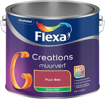 Flexa - Creations Muurverf Extra Mat - Puur Bes - Mengverf - 2,5 L