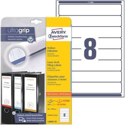 L6060-25 ordnerrugetiketten 34 x 192 mm - 240 stuks permanent plakkend