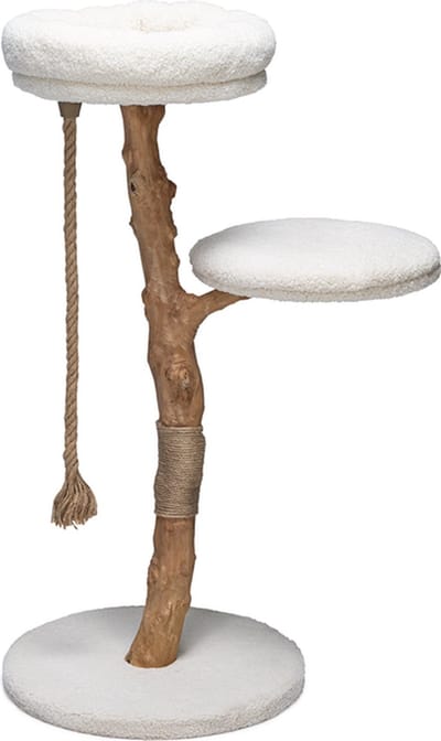 Designed by Lotte Krabpaal Vilja - Kattenkrabpaal - Met touw - Teddy stof - Hout/Jute - 110x50 cm