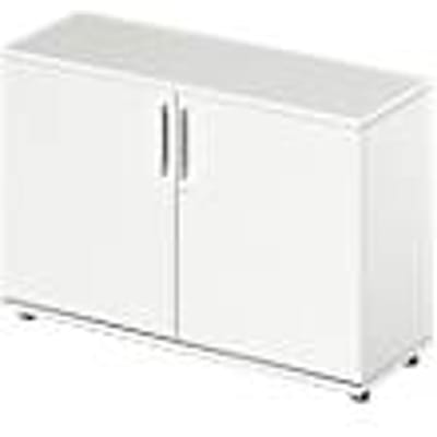 Vleugeldeurkast TETRIS WOOD - B 1200 x D 421 x H 800 mm - 2 OH - hoogte inclusief glijders - wit - ons merk Schäfer Shop Genius