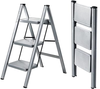 Driedelige Opvouwbare Stapeltrap - Lichtgewicht met Antislip Pedalen, Voor Huis en Keuken