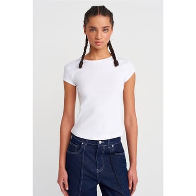 Dames Slim Fit Katoenen Rondhals T-Shirt