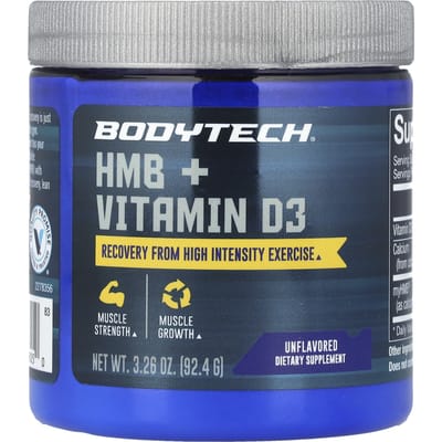 BodyTech, HMB + Vitamine D3, sans arôme, 92,4 g (3,26 oz)