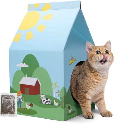 Nobleza Katten Krabplank met Kattenkruid - Kattenhuis met Krabplank - 30x30x52cm