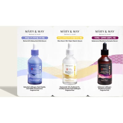 Korean Skincare Serum Set – Glow & Hydratatie – Mini Tester Set 3x – Mary & May Seoul Edition