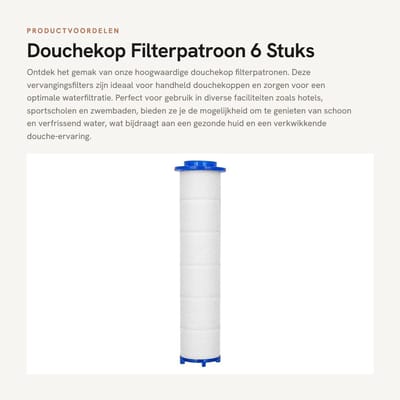Dailygoods- Filterpatroon 6 Stuks - Douchekop Vervanging - PP Katoen - Antikalk - Duurzaam - Verbetert Waterkwaliteit - Douchefilter