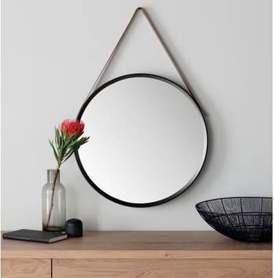 Argos Home Wandspiegel met PU Band - Zwart