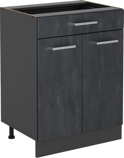 Vicco R-Line Keukenonderkast – 60 cm met lade, zonder werkblad Zwart beton