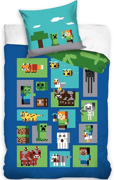 Minecraft Dekbedovertrek Blocks 140 x 200 cm - Katoen (60 x 70 cm)