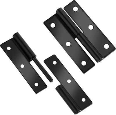 Set van 2 ronde zwarte deurscharnieren, 6,3 cm, roestvrij staal, afneembaar, roestvrij, piep niet, stevig (Linkerscharnier)