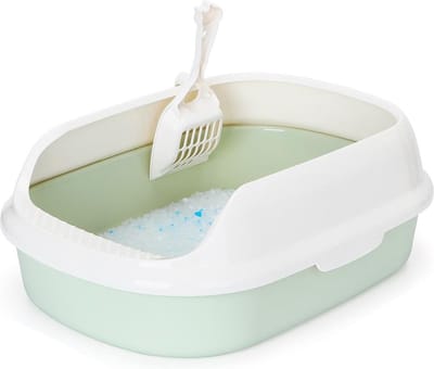 Nobleza Grote Open Kattenbak - Met Spatrand en Schepje - 55 x 39 x 19 cm - Maat L - Groen