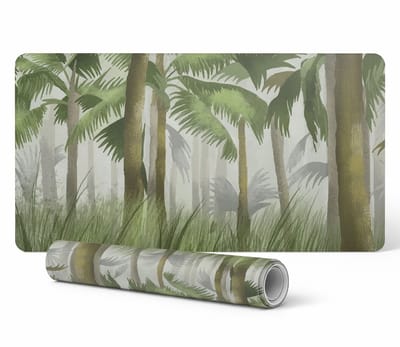 Bureauonderlegger met tropisch bosmotief voor toetsenbord en accessoires, 90x45 cm