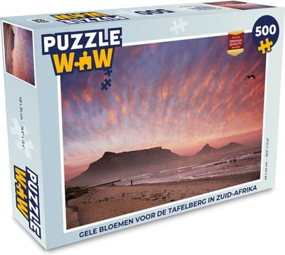 Puzzel Kleurrijke lucht boven de Tafelberg in Zuid-Afrika - Legpuzzel - Puzzel 500 stukjes