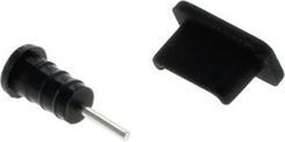 Afsluit cover / Poortbeschermer voor USB-C en 3,5mm Jack poort / zwart