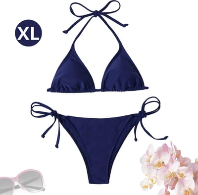 Livano Bikini Dames - Meisjes Bikini - Badpak - Push Up - Vrouwen Badkleding - Zwemmen - Sexy Set - Top & Broekje - Marineblauw - Maat XL