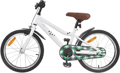 Kinderfiets 18 Inch - Klassieke Fiets - Leren Fietsen - Verstelbaar Stuur Zadel - 115-125cm Lengte - Wit