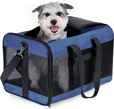katten reismand - Reismand kat - Opvouwbaar met schouderband - Kattenmand - Extra stevig & veilig model-48x32x32 cm-Blauw-L