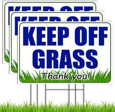 3 PCs Keep Off Grass Sign met spel 8 "x 12" - DUBBELE SIDED Coroplast Dont Step Grass Sign - Geen poepen hond borden voor tuin - Houd Gras Teken - Blijf uit Gras Sign - Blijf Off Lawn Sign - Grass Stay Off Sign - Gras Blijf Off Sign