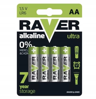 Raver Alkaline Batterijen AA - Penlite LR6 - 1.5V - Blister van 4 stuks