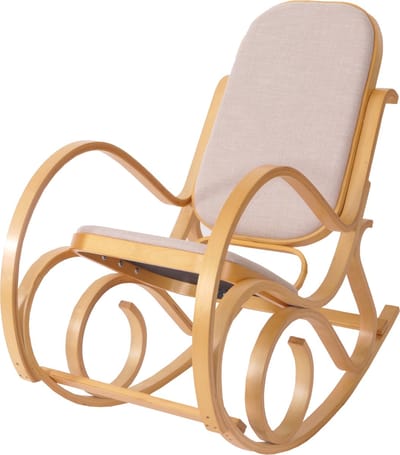 Cosmo Casa - Schommelstoel - Draai-TV-Stoel - Massief Hout - Eikenafwerking - Textiel - Beige