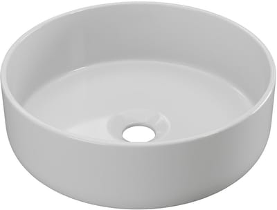 Vente-unique Ronde opbouwwastafel van keramiek - Glanzend wit - 36 cm - LENISO II