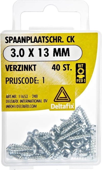 Spaanplaatschroeven Clinderkop Pozidriv Verzinkt 3.0x13mm