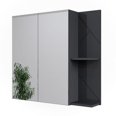 Vicco Irma Badkamerspiegelkast – 80 x 75 cm Antraciet hoogglans/antraciet