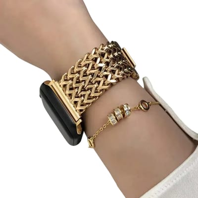 Luxe Roestvrijstalen Gevlochten Apple Watch Band – Metaal Horlogebandje Geschikt voor iWatch 38mm, 40mm, 41mm | Smartwatch Armband, Premium Kwaliteit