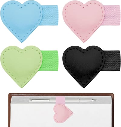 Boekenleggers met penhouder | Sterke magnetische sluiting voor boeken, schattig hartvormig multifunctioneel cadeau voor lezers, vrouwen en studenten (4 kleuren)