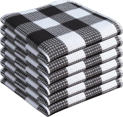 Wafelweefsel Vaatdoeken - Keukendoeken Theedoeken - Keuken Schoonmaken - Honingraat Weefsel - 30x30 cm - Zwart Wit