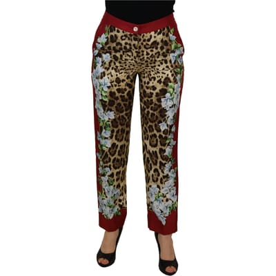 Leopardprint Broek met Bloemen Zijpaneel