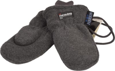 P&T Wanten Kinderen met Touwtje - Fleece - Thinsulate Voering - Donker Grijs
