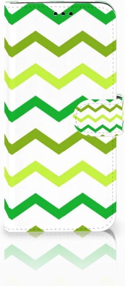 Book Case voor Samsung Galaxy S9 Plus Telefoon Hoesje Zigzag Groen