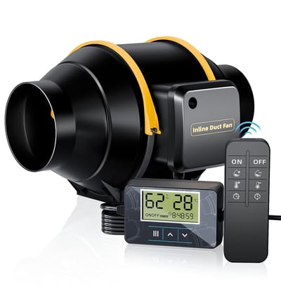 Ventilator Afzuiger - Luchtcirculatie Fan - Kweekruimte Ventilatie - Met Afstandsbediening - 100 mm - Zwart