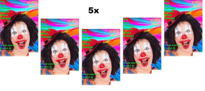5x Clownspruik zwart - Carnaval circus festival thema feest fun party