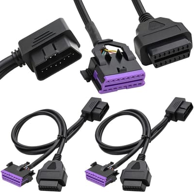 OBD2 Y-splitter kabel - Diagnose verlengkabel - Meerdere apparaten - Twee poorten tegelijk - 50 cm lengte - Zwart