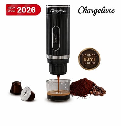 ChargeLuxe - Draagbare Espressomachine -Koffiezetapparaten voor onderweg - draagbare koffiemachine. - Voor Capsules, Cups & Gemalen Koffie - Verwarmt Zelf Water tot 92°C - USB-C Oplaadbaar - Reis, Camping & Auto - 12 Volt