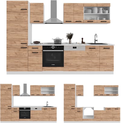 Vicco R-Line Eenpersoonskeuken – 140 cm, WB Eik Antraciet landhuis/antraciet