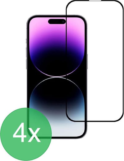 4x Full Screenprotector Geschikt voor iPhone 14 Pro - screen protector - volledige glas - bescherming - beschermglas - ZT Accessoires