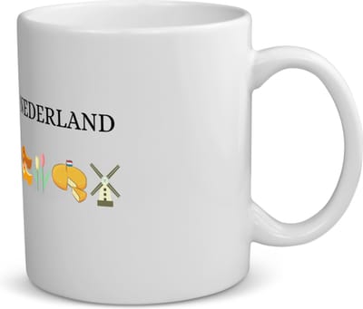 Akyol - nederland koffiemok - theemok - Amsterdam - toeristen nederlanders - rood wit blauw - holland - cadeau - kado - 350 ML inhoud