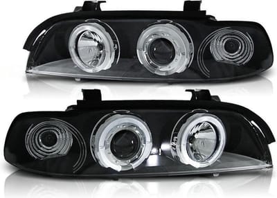 Koplampen dual halo rims BMW E39 09 95-06 03 ANGEL EYES ZWART