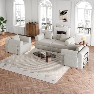 REDOM Slaapbank - 2-In-1 & Modulair - Voor Woonruimte - Chenille - Khaki - 183,8x91,4x69,8 cm